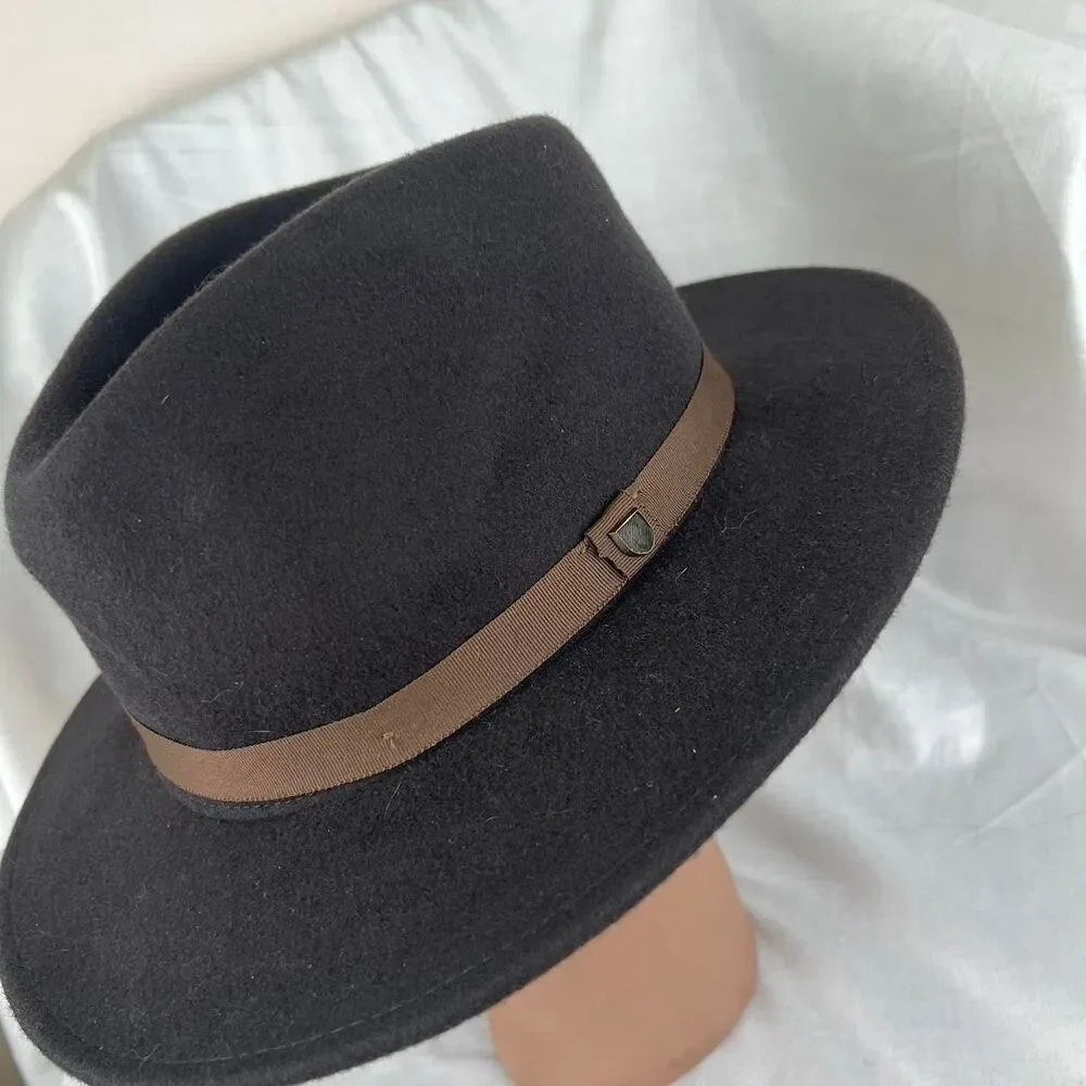 Brixton Messer Fedora Brown Hat With Brown Leather Size S